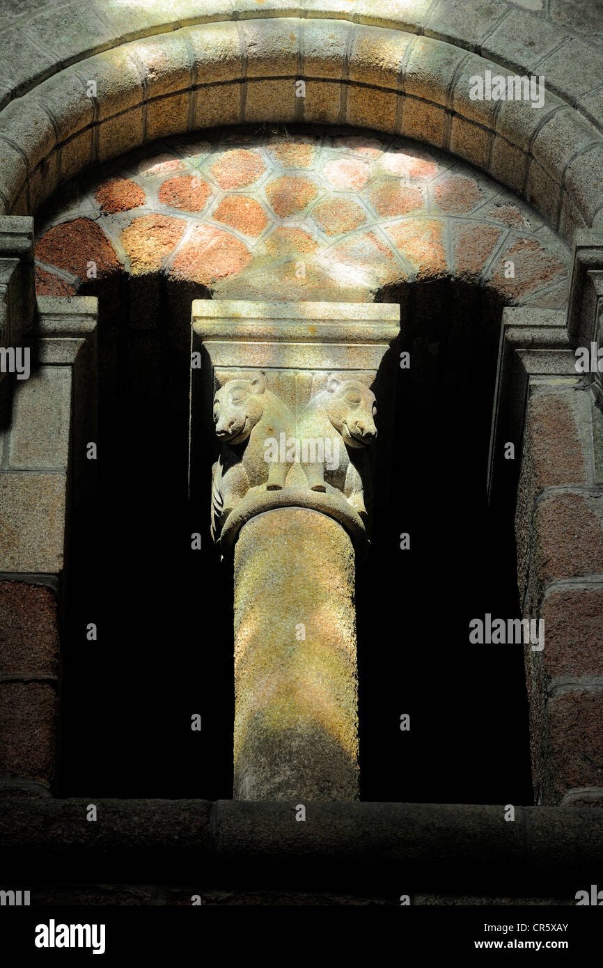 France, Manche, l'abbaye du Mont Saint Michel, Patrimoine Mondial de l'UNESCO, détail de la nef de l'église abbatiale Banque D'Images
