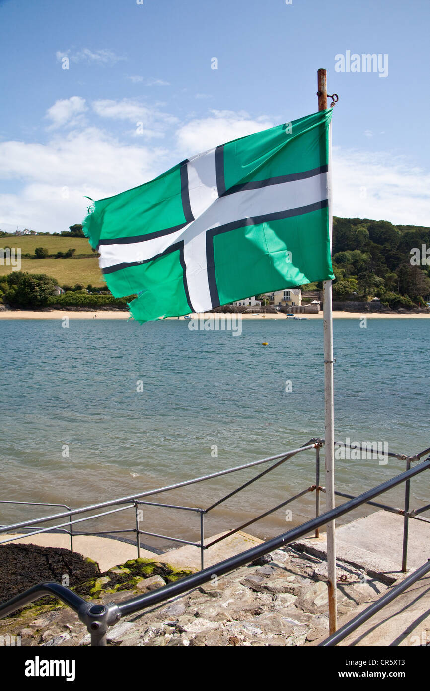 Le Devon drapeau à Salcombe Devon, Angleterre, Royaume-Uni. Banque D'Images