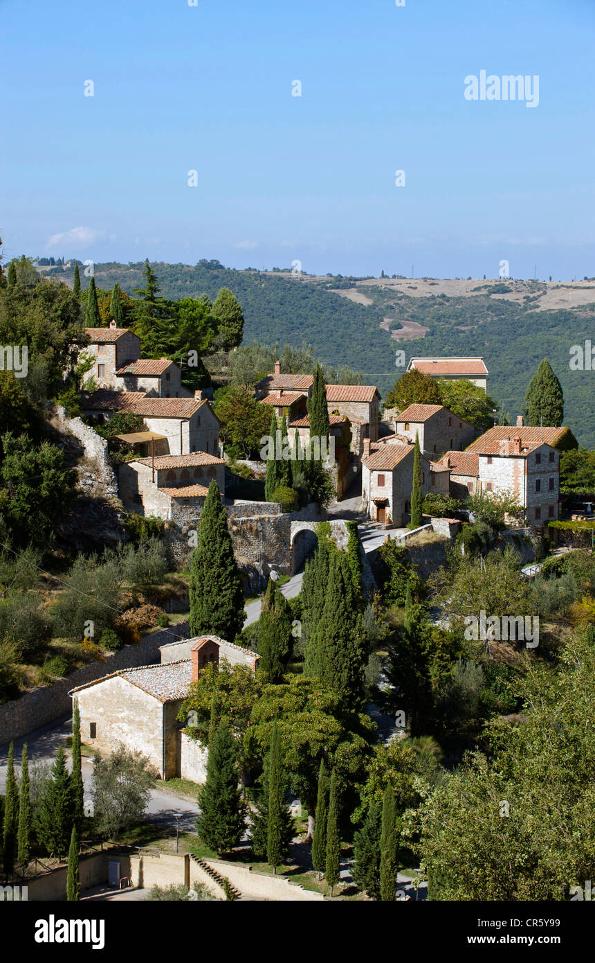 Italie, Toscane, Val d'Orcia, classé au Patrimoine Mondial de Castiglione d'Orcia Banque D'Images