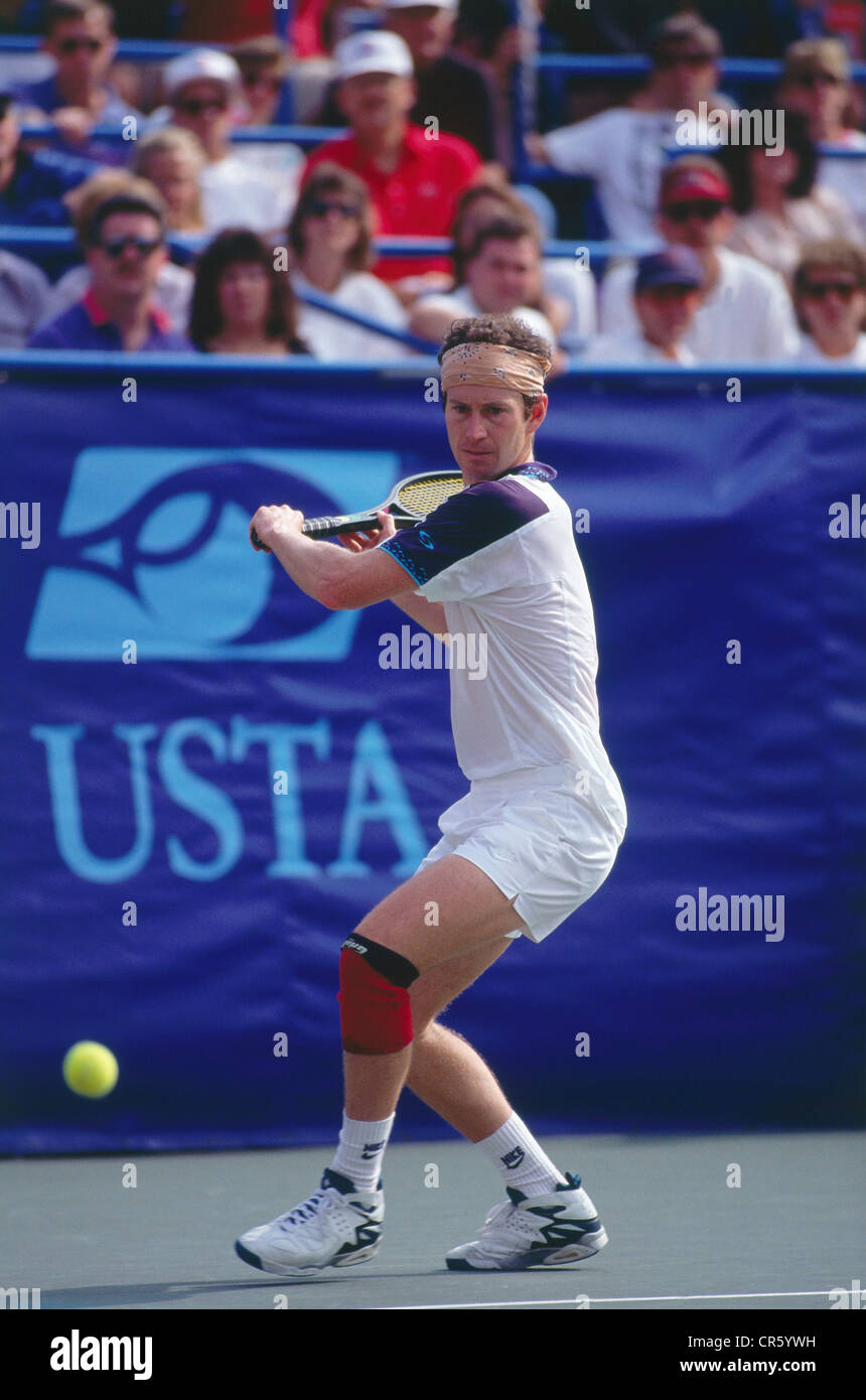 McEnroe, John, * 16.2.1959, joueur de tennis américain, pleine longueur, pendant l'US Open, Flushing Meadows, New York, 1992, Banque D'Images