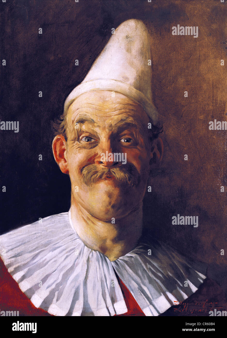 Megendorfer, Lothar, 6.11.1847 - 7.7.1925, peintre et illustrateur allemand, portrait, peinture, 'selfportrait as Clown', huile sur toile, Munich, vers 1880, Munich Stadtmuseum, , Banque D'Images