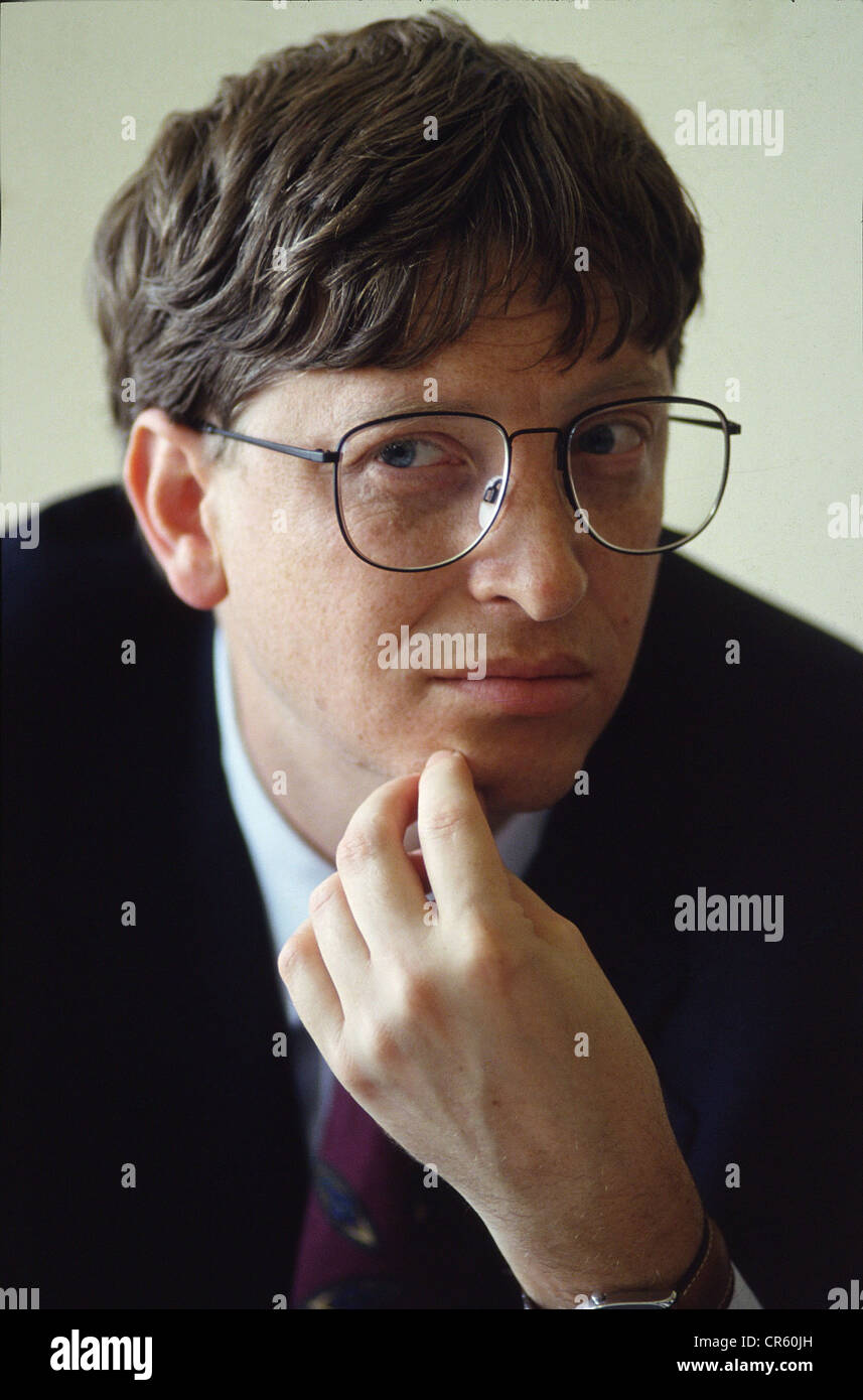 Gates, Bill, *28.10.1955, homme d'affaires américain, fondateur de la société de la société Microsoft, portrait, Munich, Allemagne, 30.04.1993, Banque D'Images