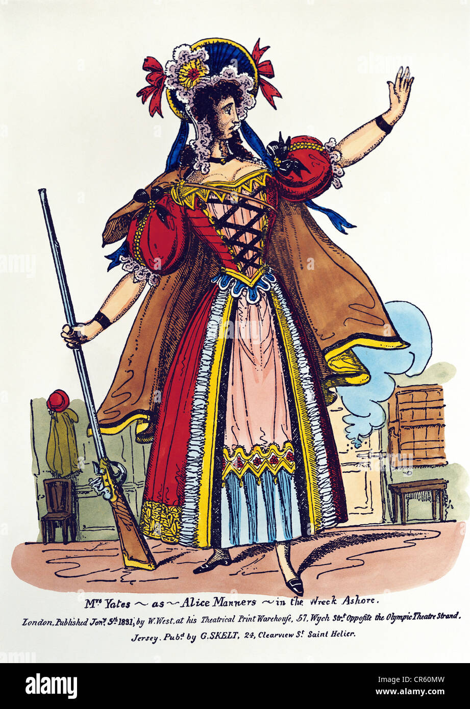 Yates, Mary Ann, 1728 - 1787, actrice britannique, comme Alice Manners, lithographie, publié par G. Skelt, Saint Helier, Jersey, 1831, Munich Stadtmuseum, , Banque D'Images