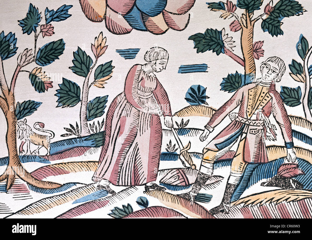 Ovid (Publius Ovidius Naso), 43 BC - 17 AD, auteur / écrivain romain, œuvres, 'Mintaamorphoses', 'Pyramus et , Banque D'Images