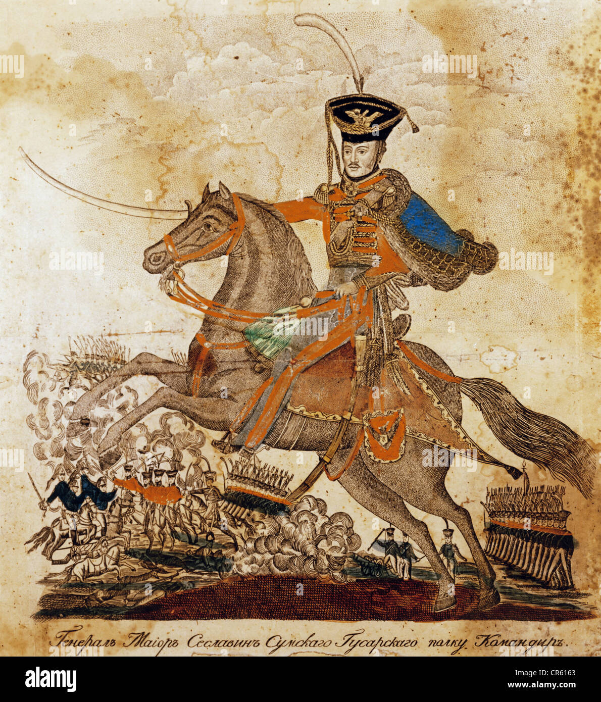 Seslavin, Aleksandr Nikich, 1780 - 1858, général russe, demi-longueur équestre, lithographie, Russie, 1815, Musée historique d'État, Moskow, , Banque D'Images