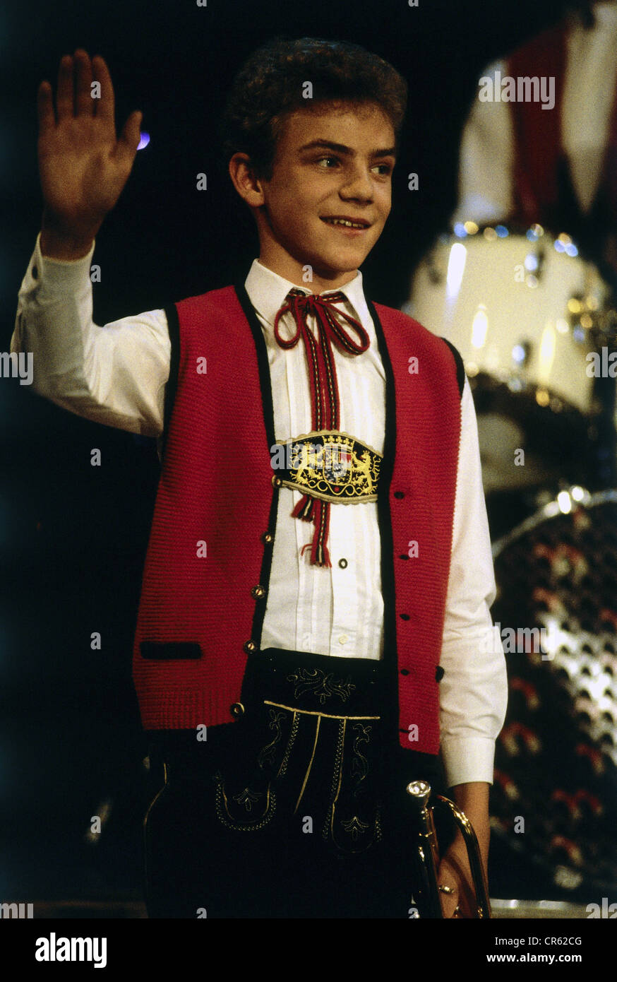 Mross Stefan, * 26.11.1975, musicien allemand (rumpeter), performance dans l'émission de télévision 'Eine Welt fuer Kinder' ('A World for Children'), décembre 1989, , Banque D'Images