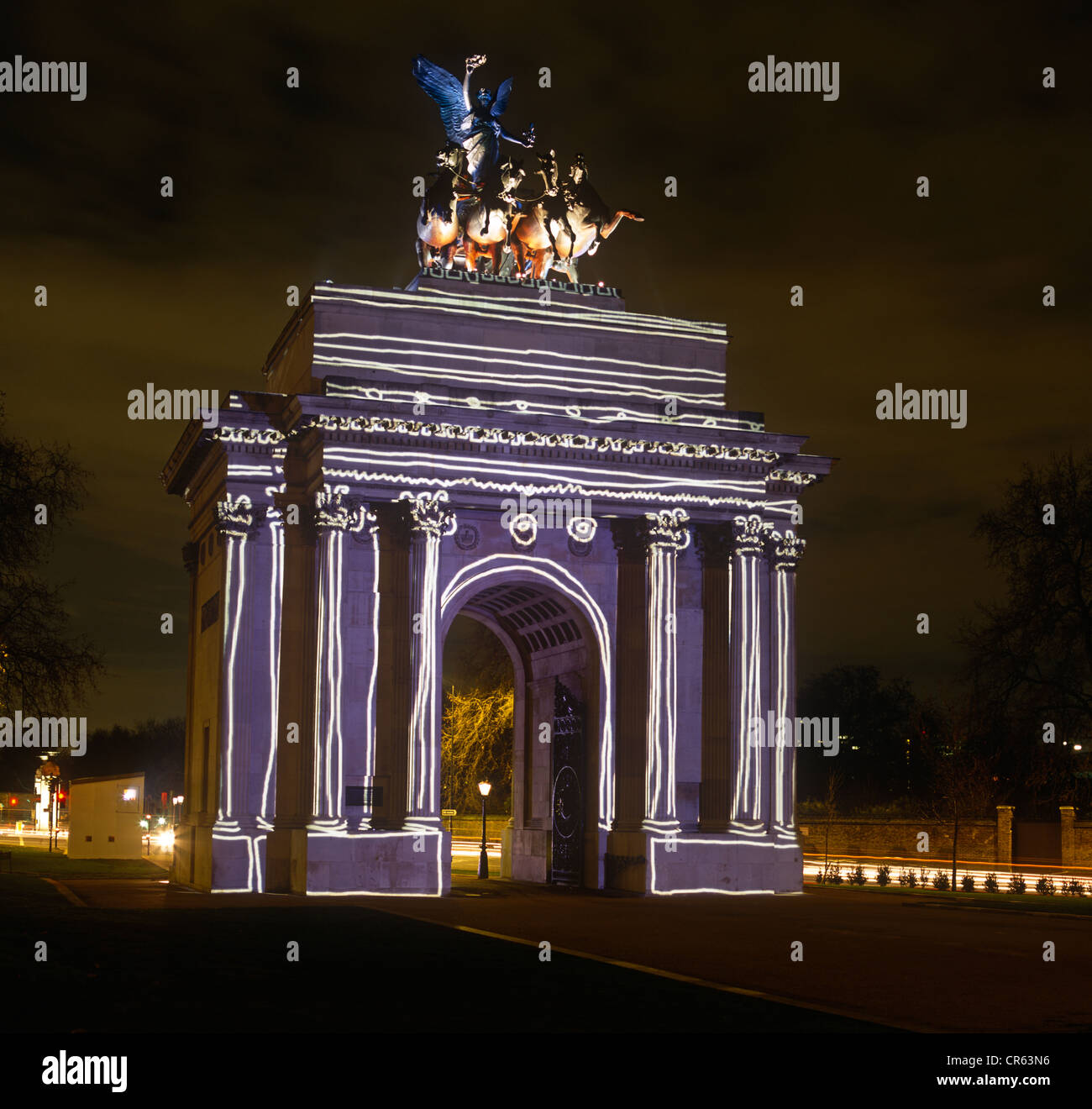 Wellington Arch London UK la nuit Banque D'Images