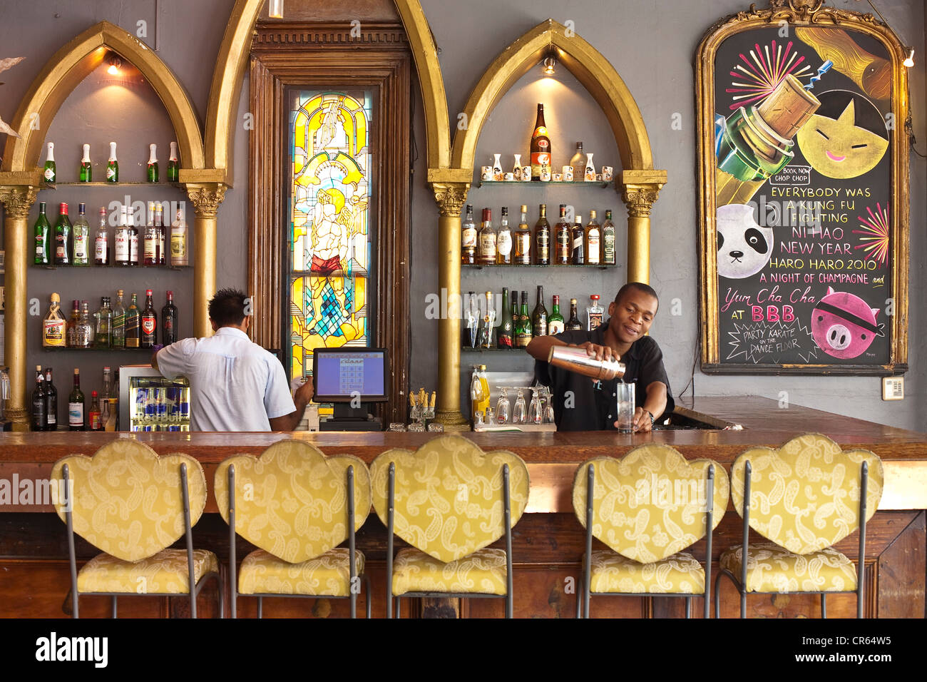 L'Afrique du Sud, la Province du Kwazulu Natal, Durban, Bean Bag Bohemia Restaurant, coin café Banque D'Images