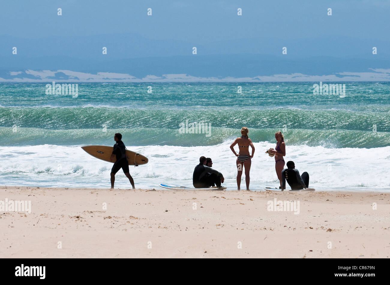 L'Afrique du Sud, Eastern Cape, Jeffrey's Bay, la plage est connue pour le surf Banque D'Images