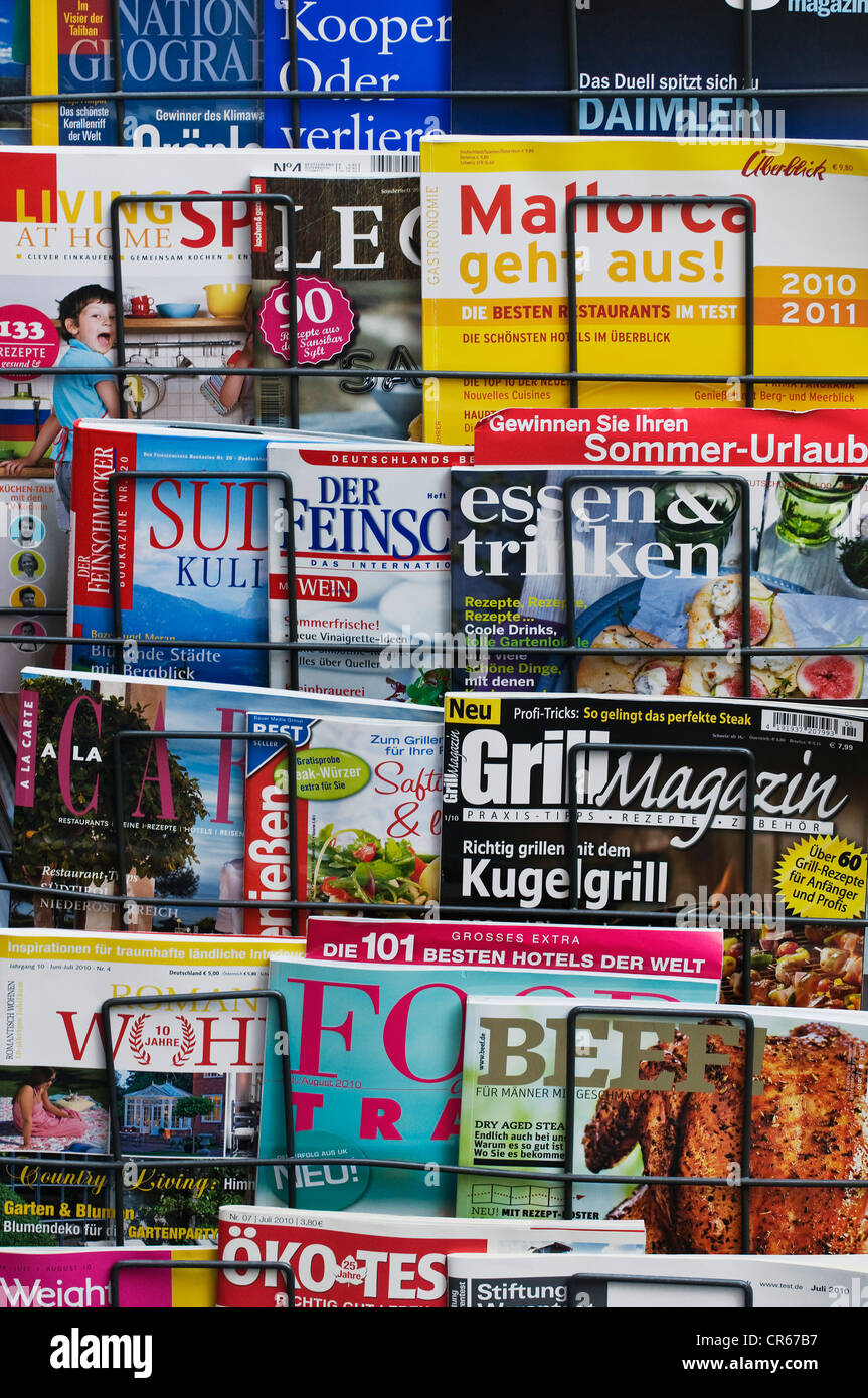 Les magazines de langue allemande sur des sujets divers, loisirs, séjour, cuisine Banque D'Images