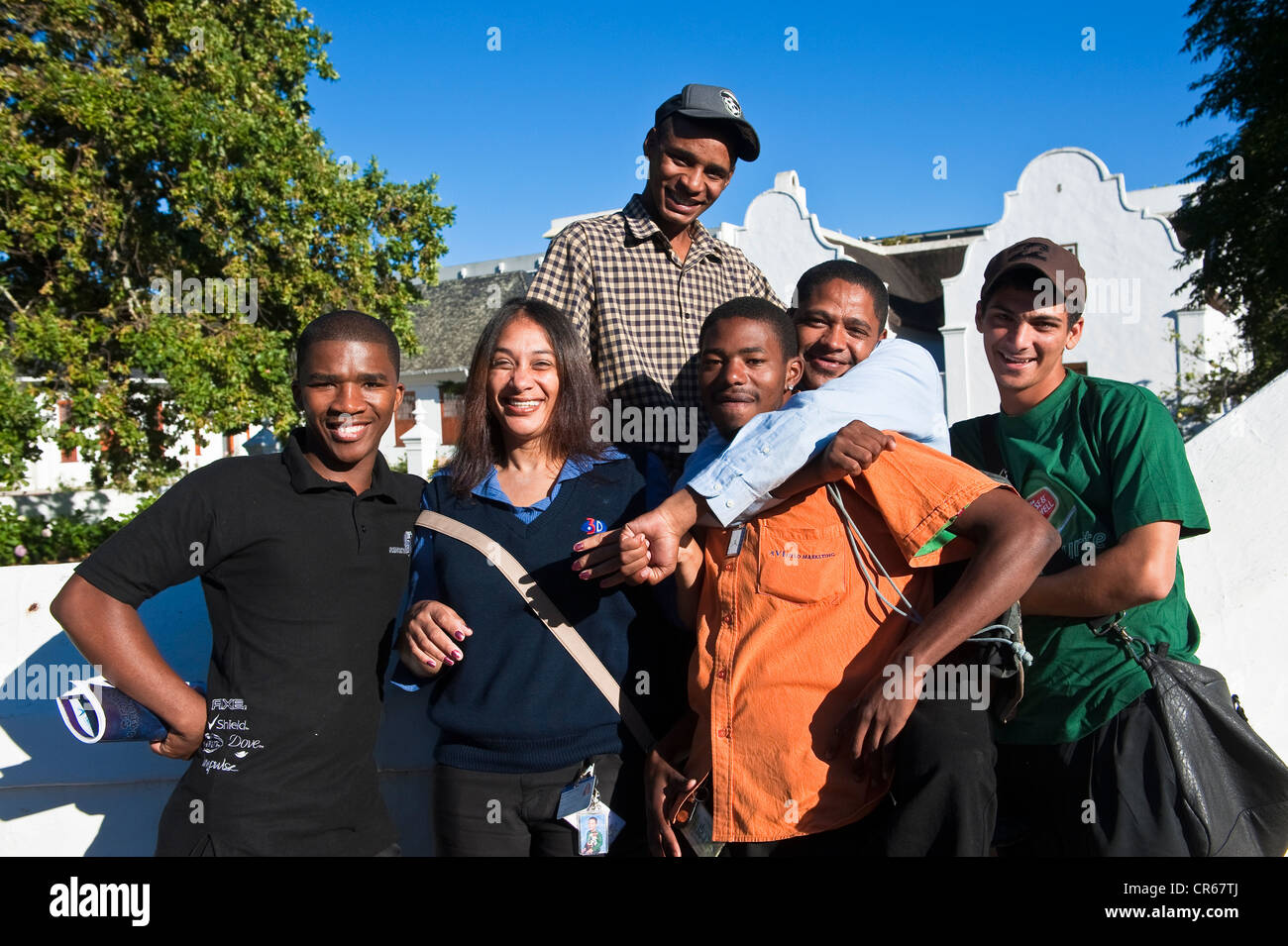 L'Afrique du Sud, Western Cape, sur la route des vins, Stellenbosch, un groupe de jeunes Banque D'Images