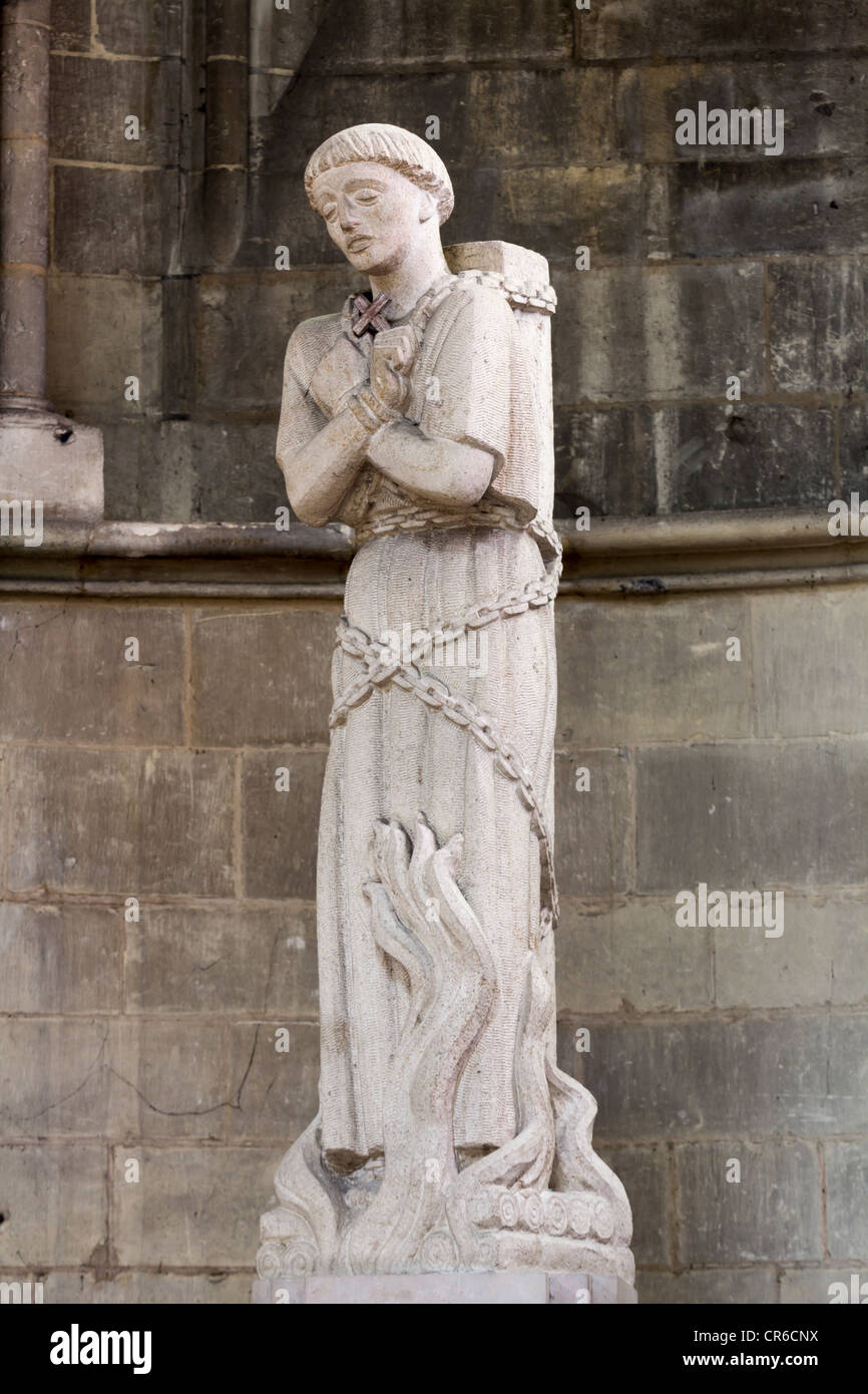 Statue de Jeanne d'Arc au bûcher, la Cathédrale de Rouen, Haute-Normandie, France Banque D'Images