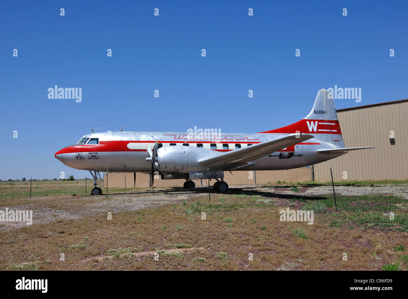 Western Air lines avion à passagers commerciaux du musée Planes of Fame, Valle, Arizona, USA Banque D'Images