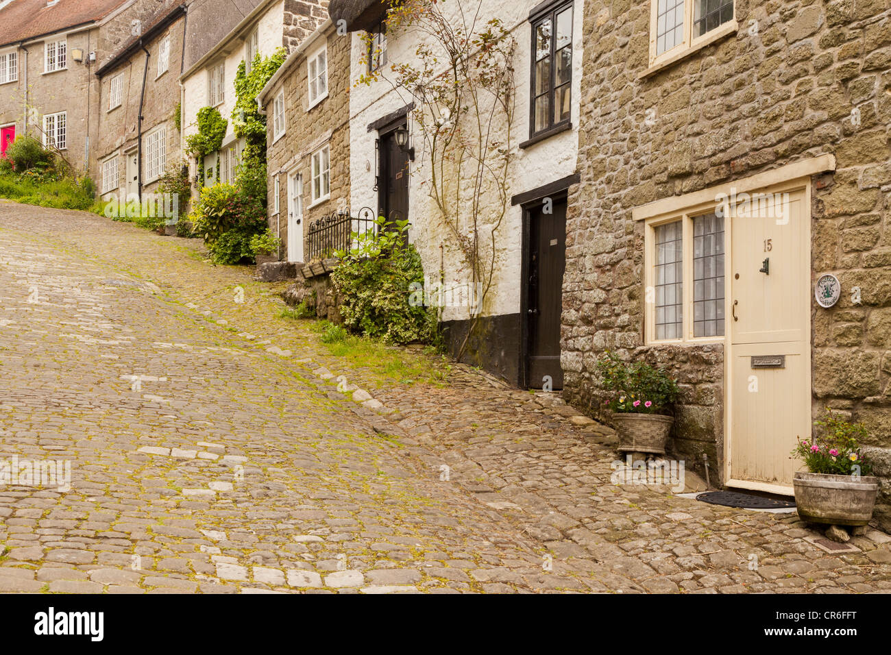 Gold Hill, Shaftesbury, Dorset. Banque D'Images