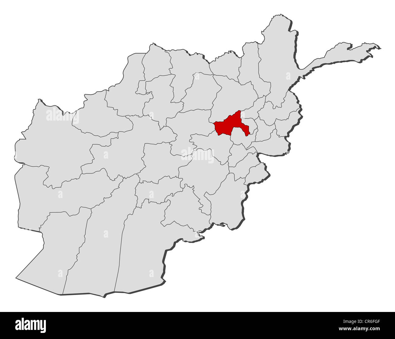 Carte politique de l'Afghanistan avec les diverses provinces où Parwan est mis en évidence. Banque D'Images