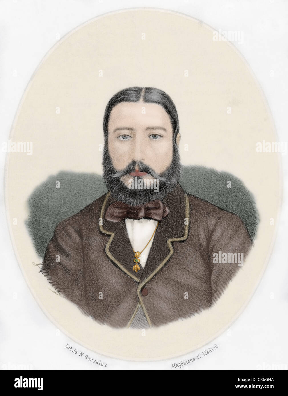 Léopold II (1835-1909). Roi des Belges. Portrait. Gravure couleur, 1868. Par Berr. Galeria universel. Banque D'Images