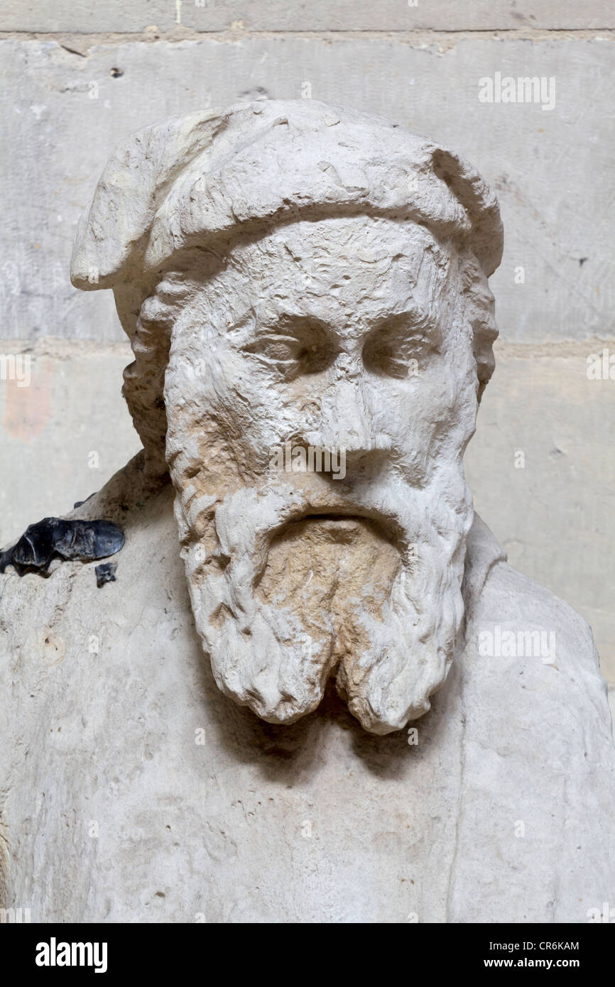 Statue d'un prophète à la Cathédrale de Rouen, Haute-Normandie, France Banque D'Images