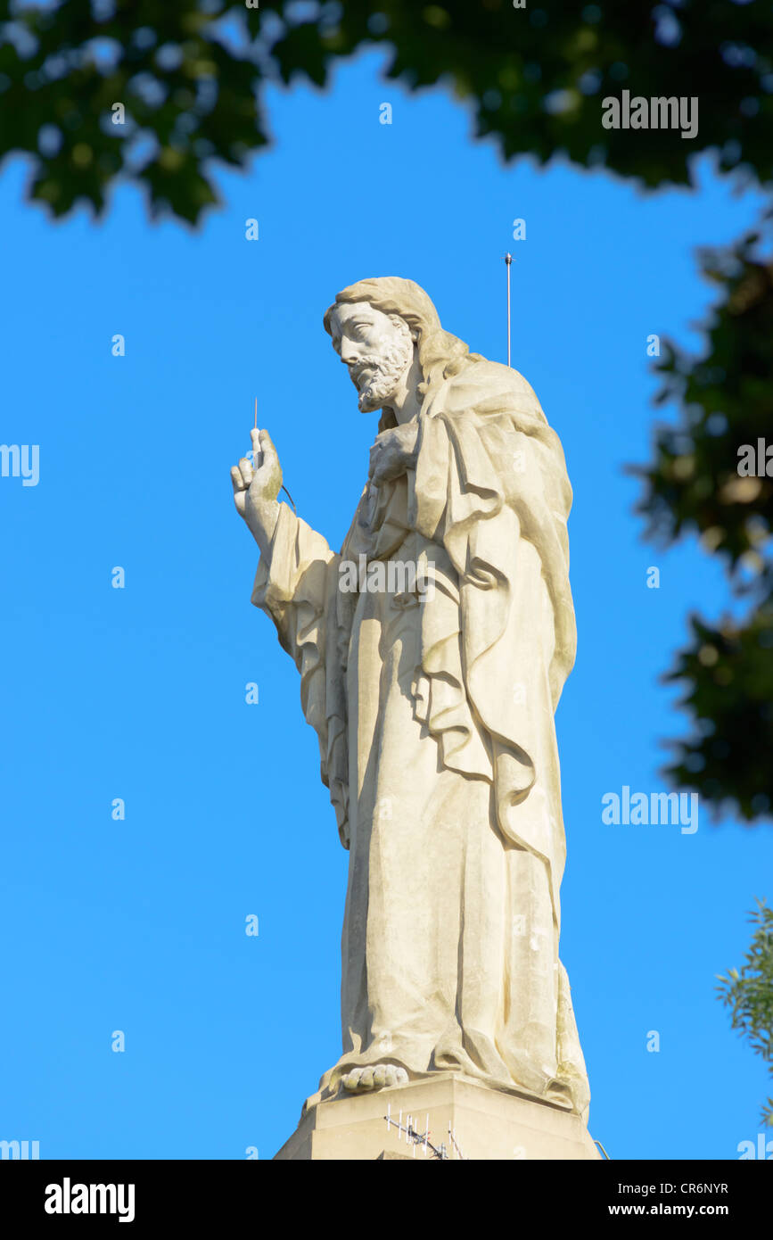 Jésus Christ Statue, Mt Urgull, San Sebastian, Espagne, Europe Banque D'Images