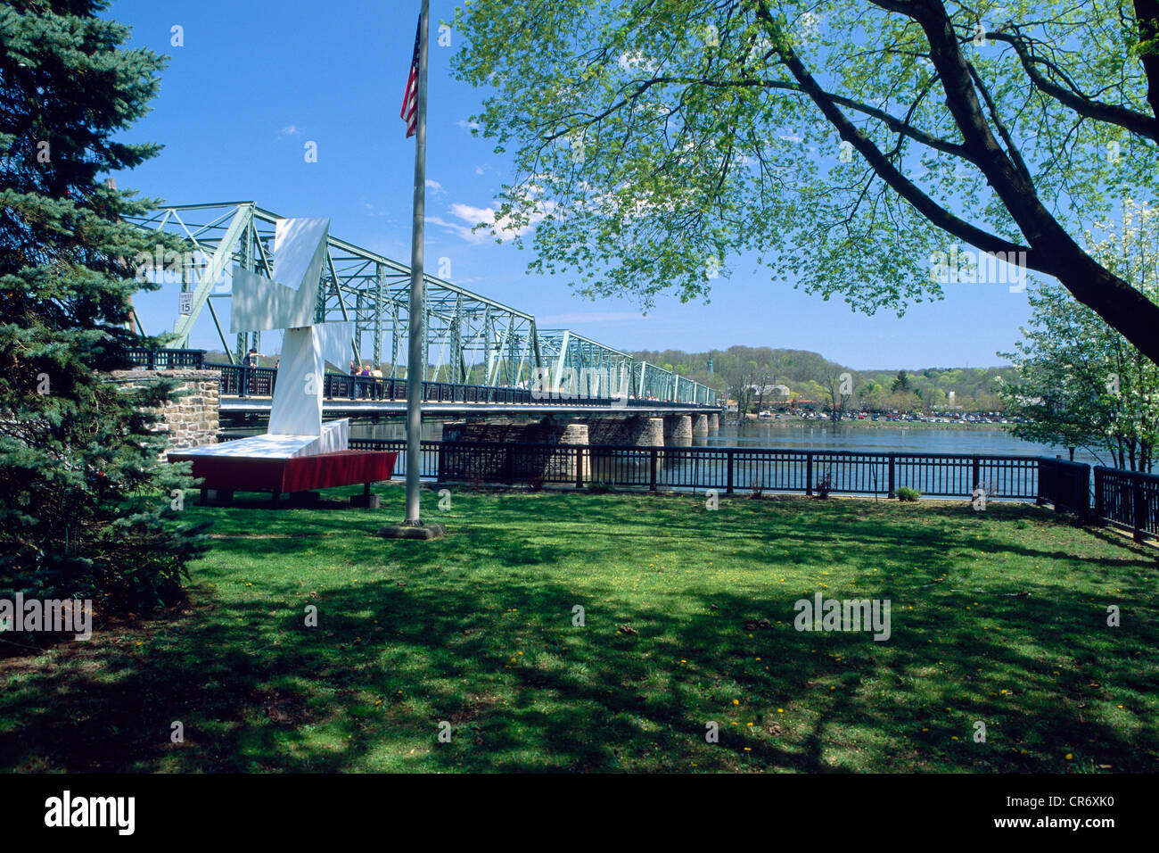 Vue du nouveau pont Hope-Lambertville, New Hope, Pennsylvanie Banque D'Images