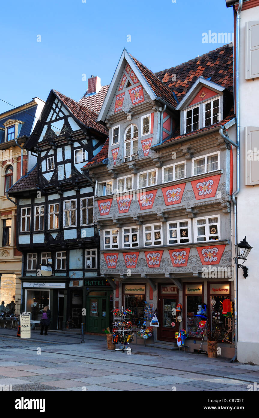 Maisons à colombages médiévales, Breite Strasse, Quedlinburg, Saxe-Anhalt, Allemagne, Europe Banque D'Images
