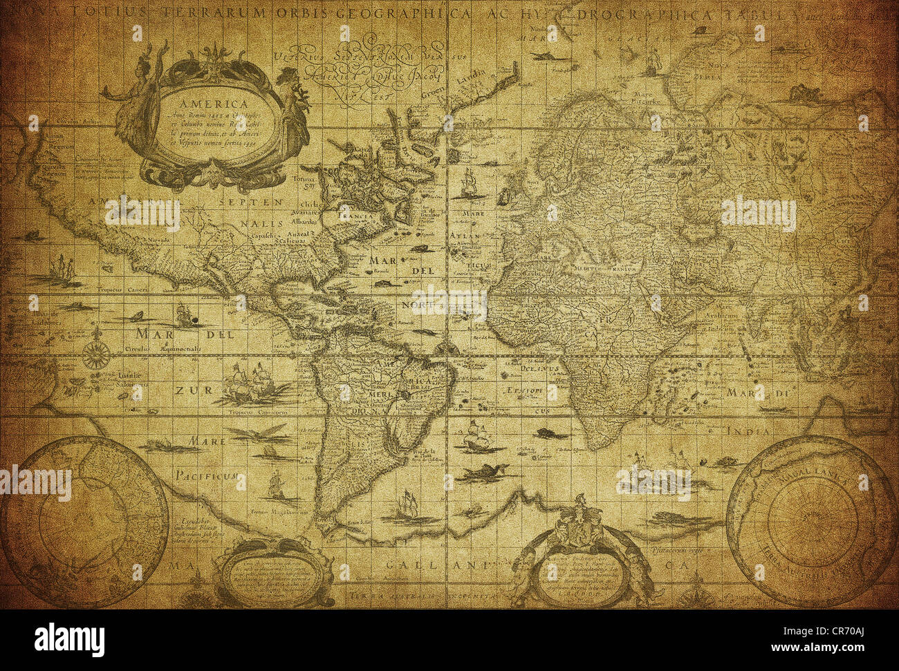 Vintage carte du monde 1635 Banque D'Images