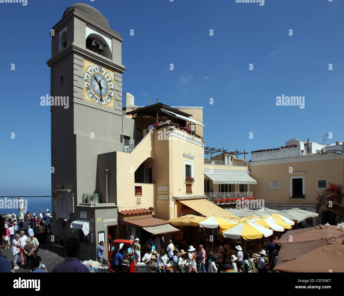 Piazza Umberto Clocher, Capri, Italie Banque D'Images