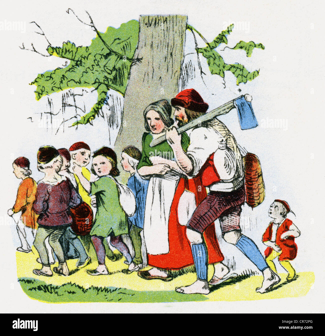 Perrault, Charles, 12.1.1628 - 16.5.1703, auteur/écrivain français, œuvres, 'Hop o' My Thumb' ('le petit Poucet'), 1697, édition allemande, les enfants sont amenés dans la forêt, dessin de Theodor Hosemann, XIXe siècle, , Banque D'Images