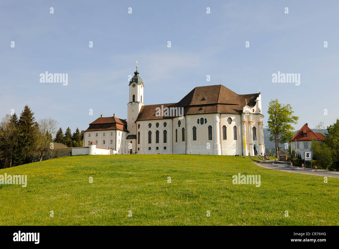 Wieskirche ou église de pèlerinage de Wies, UNESCO World Heritage Site, en Steingaden, Haute-Bavière, région de l'Allgaeu, Bavaria Banque D'Images