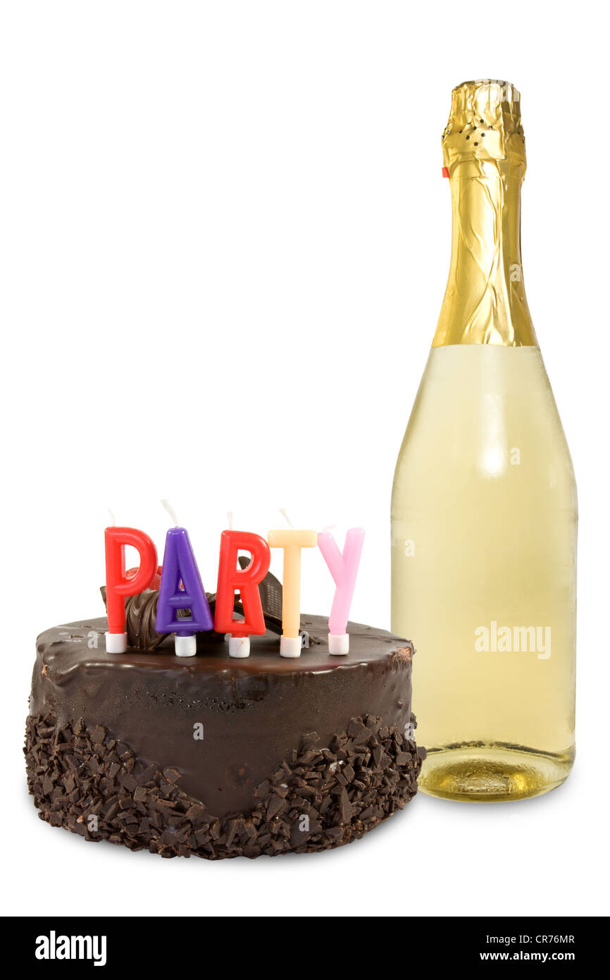 Champagne Gateau D Anniversaire Bougies Banque D Images Detourees Alamy
