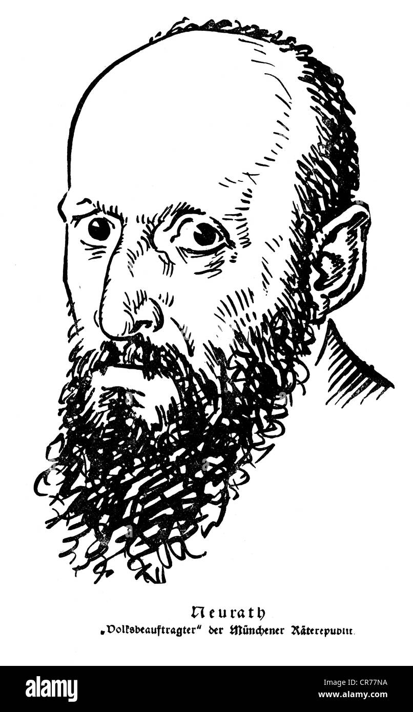 Neurath, Otto, 10.12.1882 - 22.12.1945, philosophe et économiste autrichien, portrait, caricature, journal 'Auf gut Deutsch', Munich, 1920, Banque D'Images