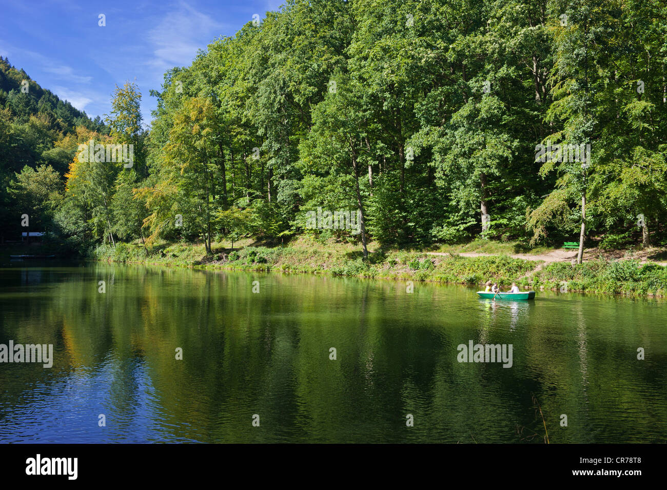 Hilschweiher, petit lac, München, Route des Vins allemande ou dans le sud de la Route des Vins, Palatinat, Rhénanie-Palatinat, Allemagne, Europe Banque D'Images
