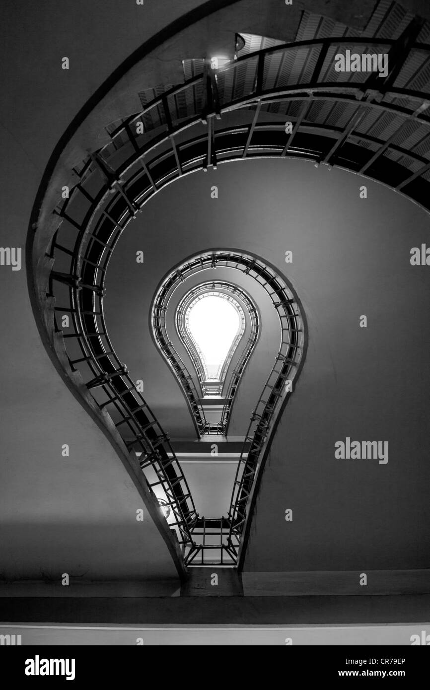 Escalier, maison à la Vierge Noire, Vieille Ville, Prague, République Tchèque Banque D'Images