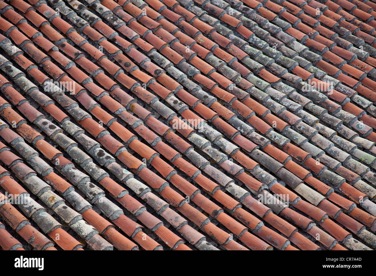 Tuiles de toiture traditionnelle provençale. La texture de fond. Banque D'Images