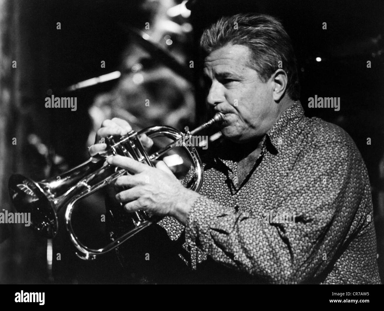 Elliott, Jeff, musicien (trompettiste de jazz), mi-longueur, pendant concert gig, Montreux, 1998, Banque D'Images