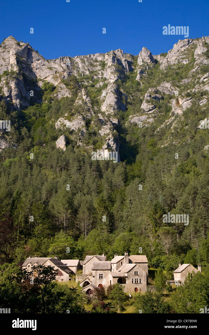 En France, en Lozère, gorges du Tarn, hameau de La Croze Banque D'Images