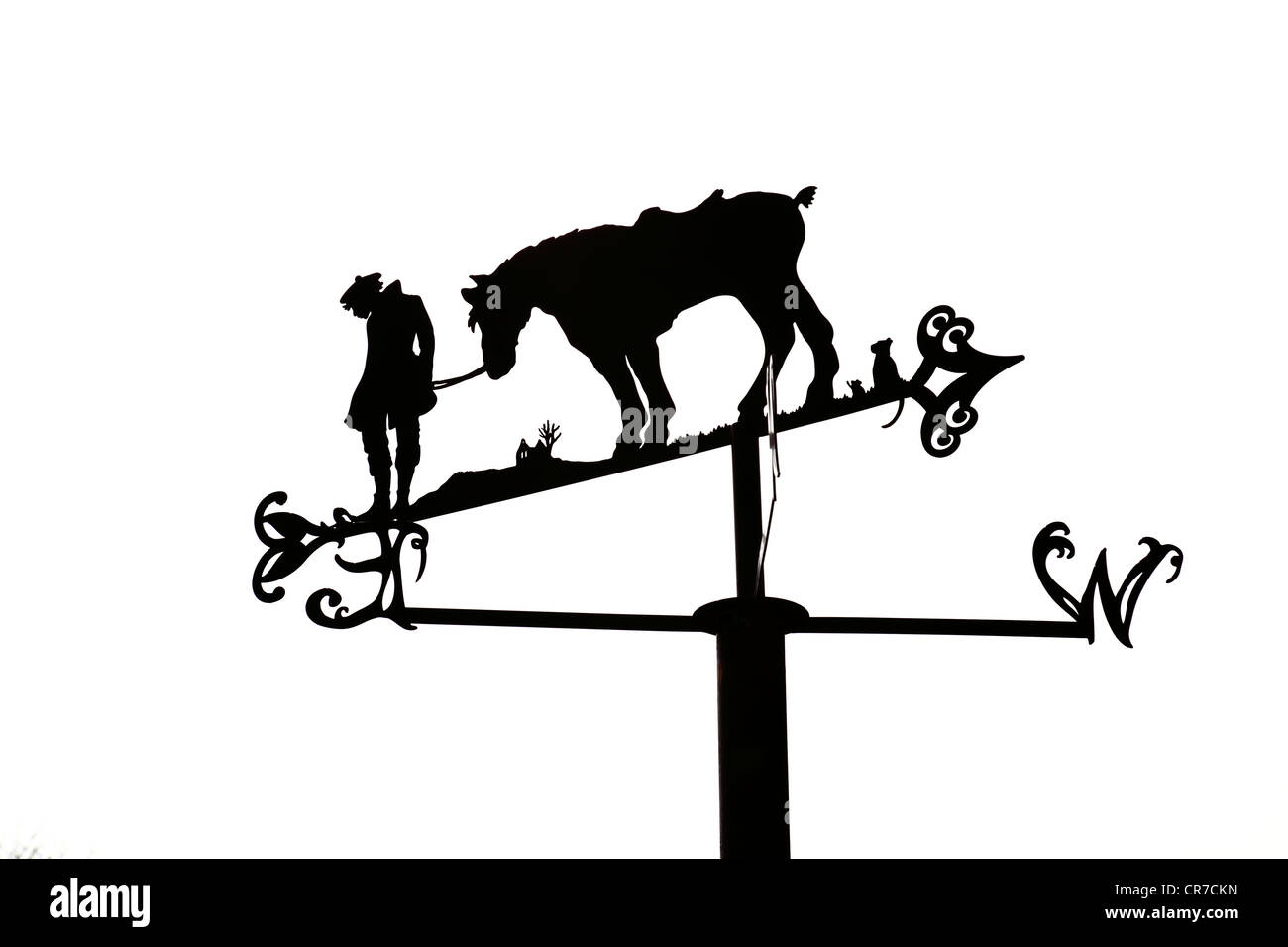 Weathervane d'une série représentant Robert Burns poème Tam O' Shanter sur le chemin du poète au Musée du lieu de naissance, Alloway, Écosse, Royaume-Uni Banque D'Images