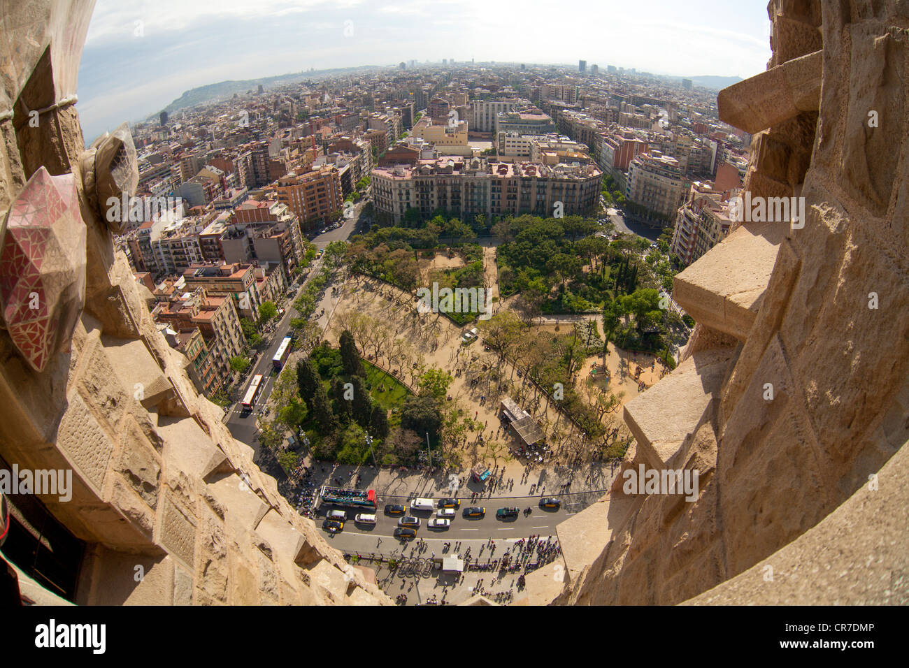 Vue aérienne, vue de Barcelone depuis les tours de la Sagrada Familia à Barcelone, Catalogne, Espagne, Europe Banque D'Images
