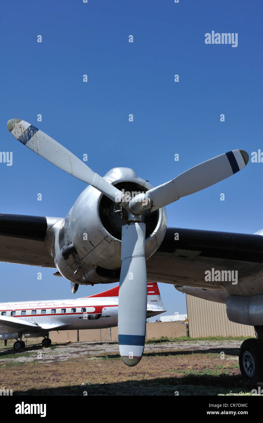 L'hélice du Lockheed L-749 Constellation modèle au musée Planes of Fame, Valle, Arizona, USA Banque D'Images