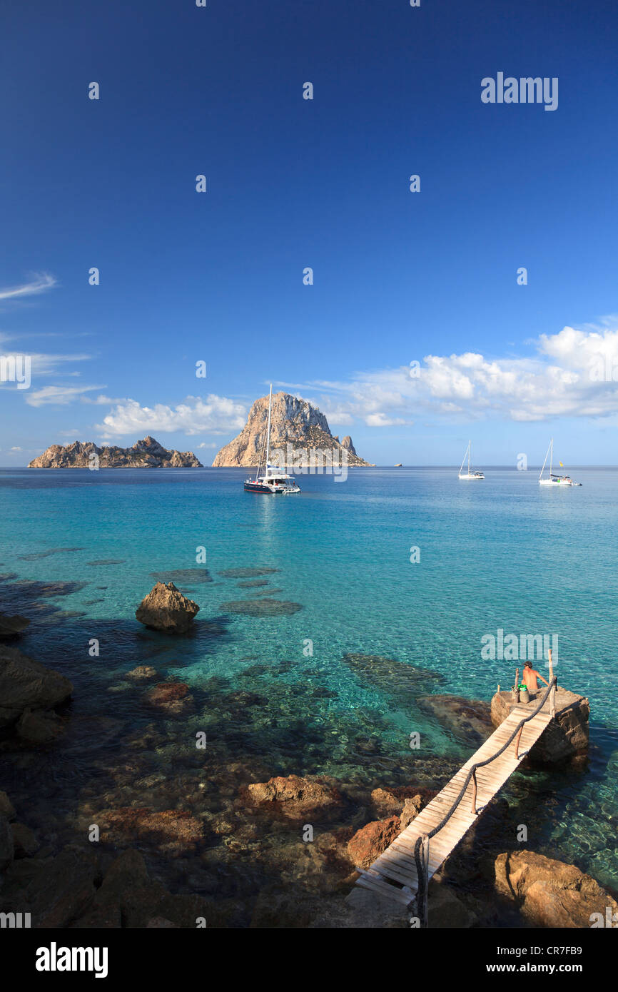 L'Espagne, Îles Baléares, Mallorca, Cala D'Hort Beach Banque D'Images