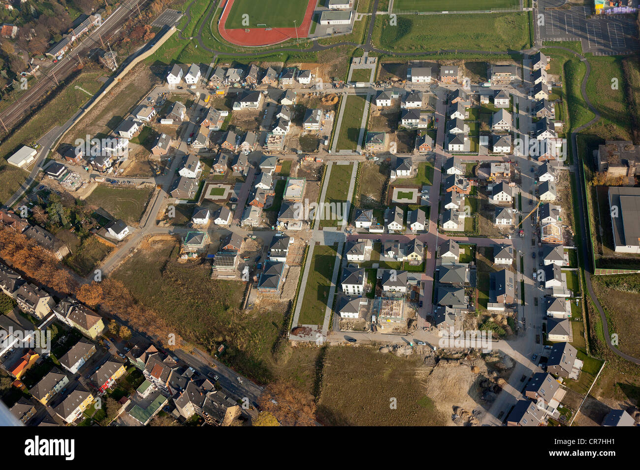 Vue aérienne, Maybacher Heide, récemment construit, Recklinghausen, Ruhr, Nordrhein-Westfalen, Germany, Europe Banque D'Images