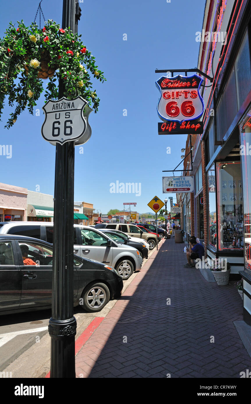 Signe de route 66, Williams, Arizona, USA Banque D'Images