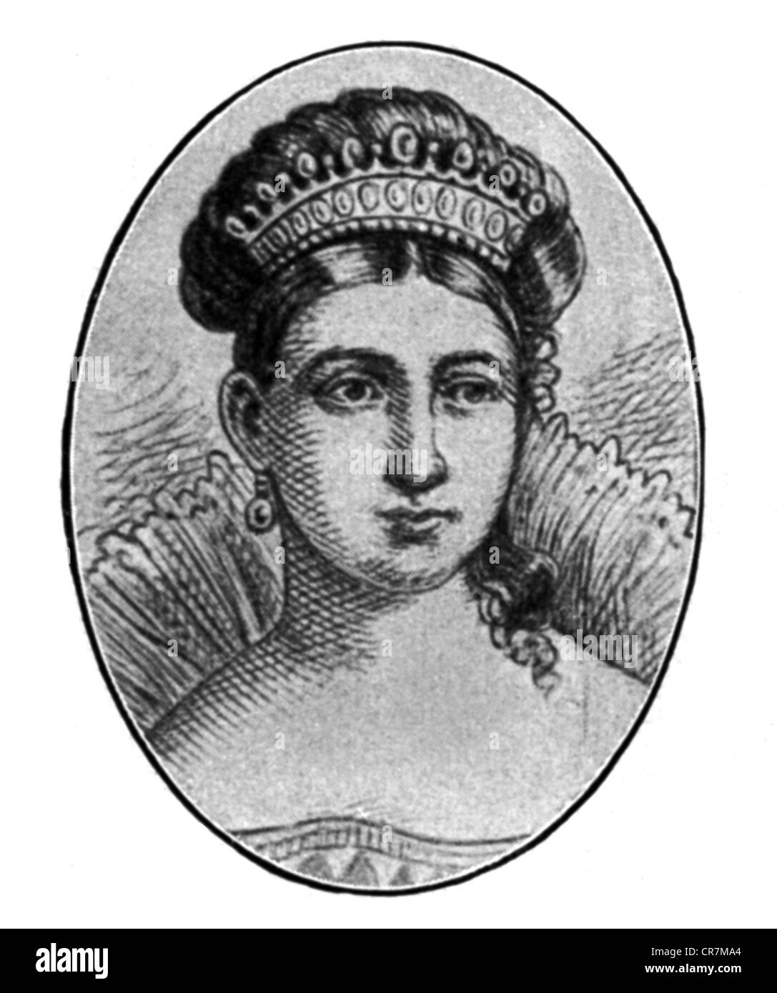Louise, 21.12.1800 - 30.8.1831, Duchesse de Saxe-Coburg-Saalfeld 31.7.1817 - 31.3.1826, portrait, gravure sur bois, XIXe siècle, Banque D'Images