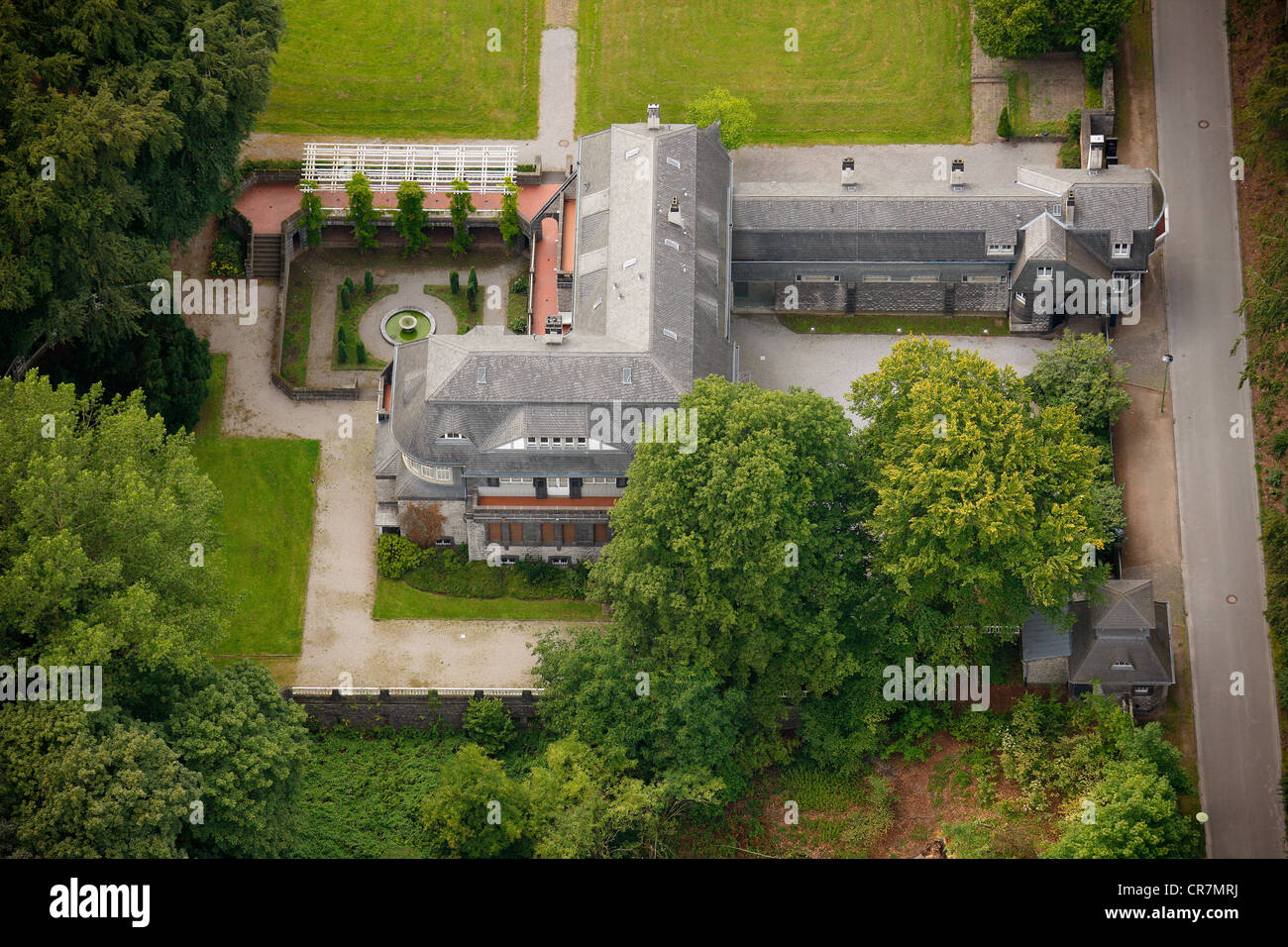 Vue aérienne, villa art déco, Hohenhof estate, Emst, Hagen, Ruhr, Nordrhein-Westfalen, Germany, Europe Banque D'Images