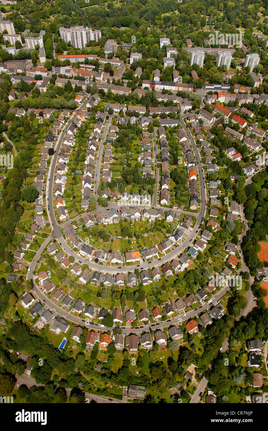 Vue aérienne, développement immobilier, Hofringstrasse street, Huttrop, Essen, Ruhr, Nordrhein-Westfalen, Germany, Europe Banque D'Images