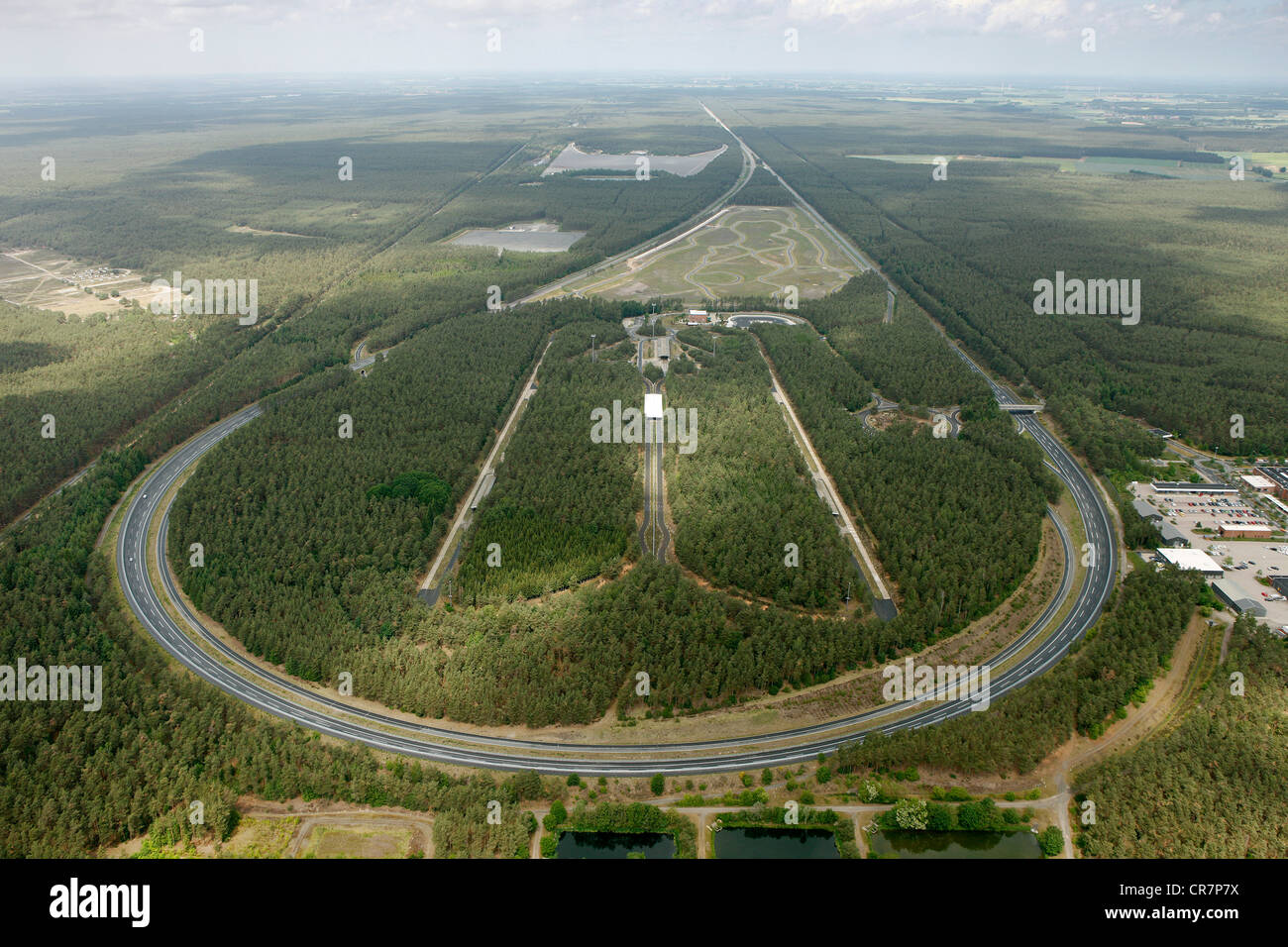 Vue aérienne, race course, Volkswagen test track, Ehra-Lessien, Gifhorn, Basse-Saxe, Allemagne, Europe Banque D'Images