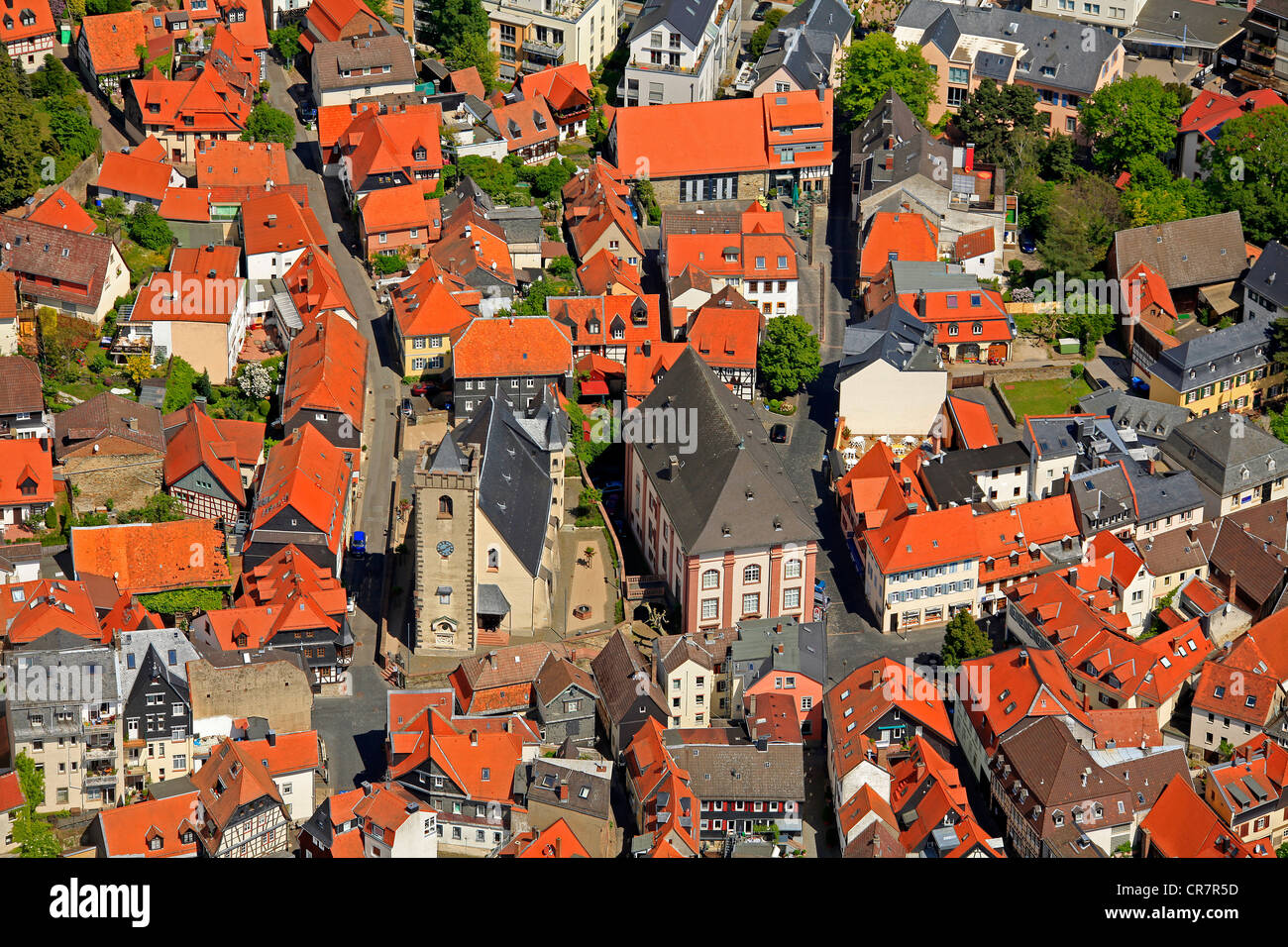 Vue aérienne, vieille ville, Kronberg im Taunus, Hesse, Germany, Europe Banque D'Images