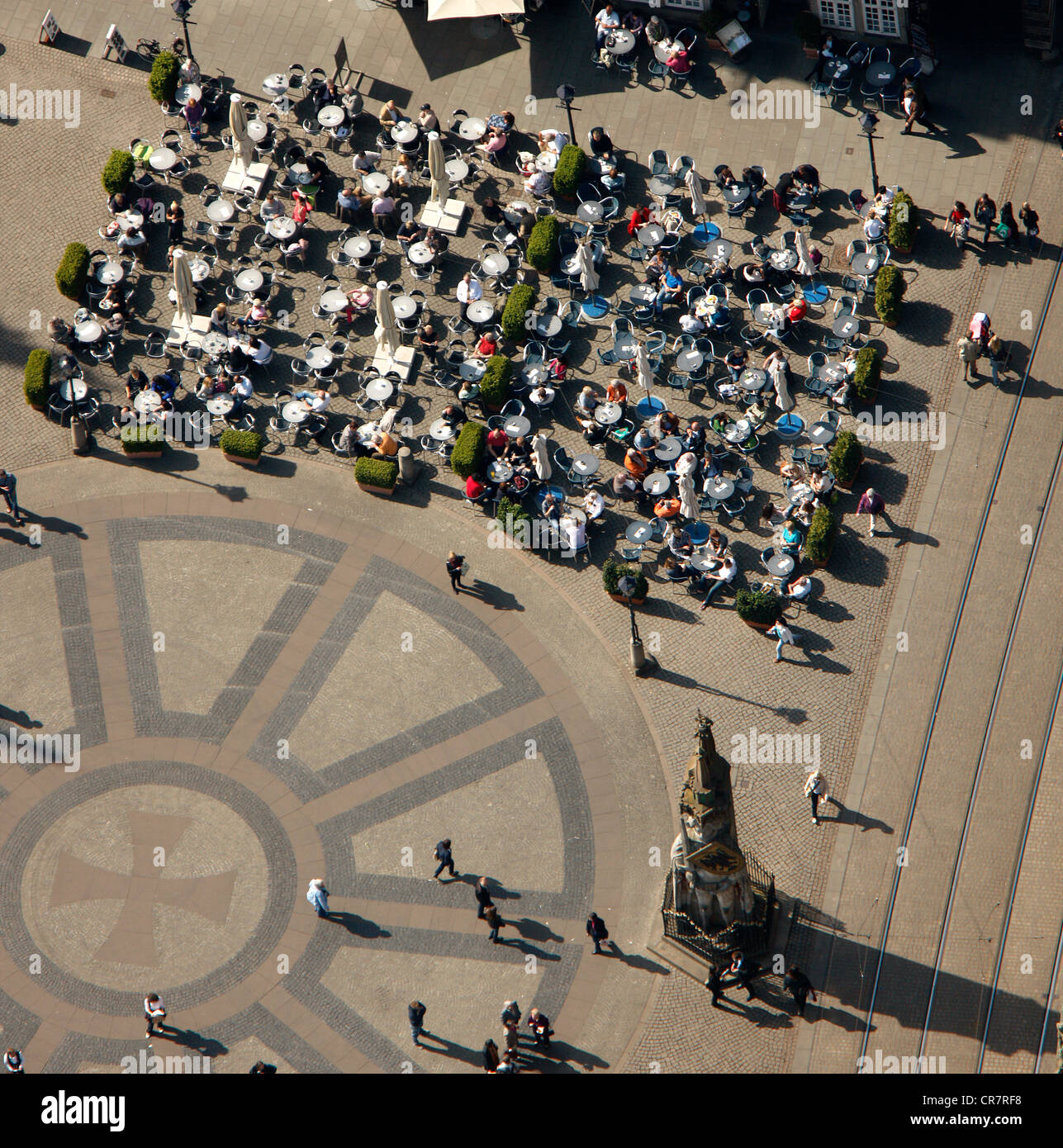 Vue aérienne de plein air, gastronomie, Am Markt, l'île de la vieille ville, Brême, Allemagne, Europe Banque D'Images