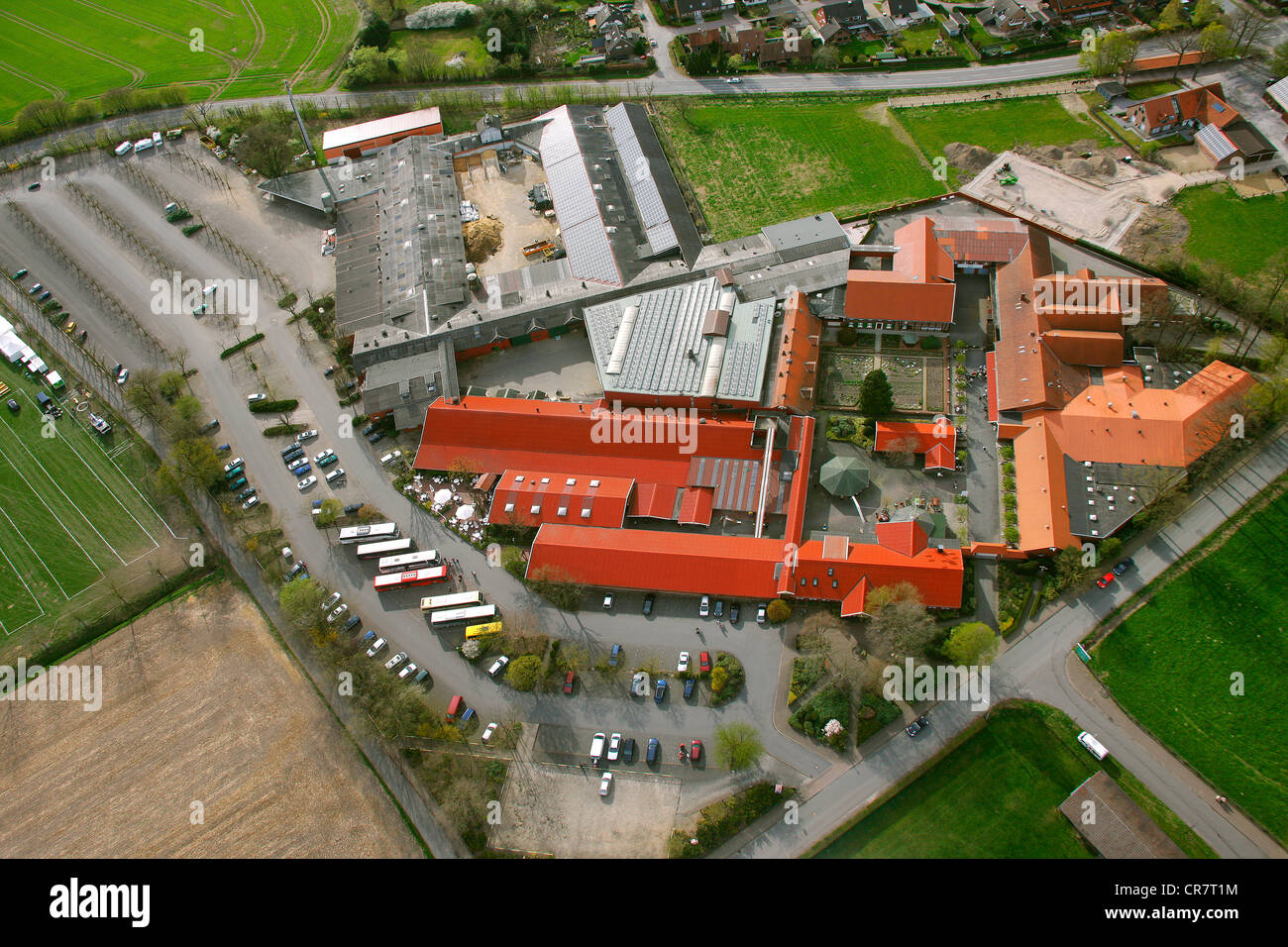 Vue aérienne, de l'Ewald ferme, restaurant à thème, Haltern am See, région de la Ruhr, Nordrhein-Westfalen, Germany, Europe Banque D'Images