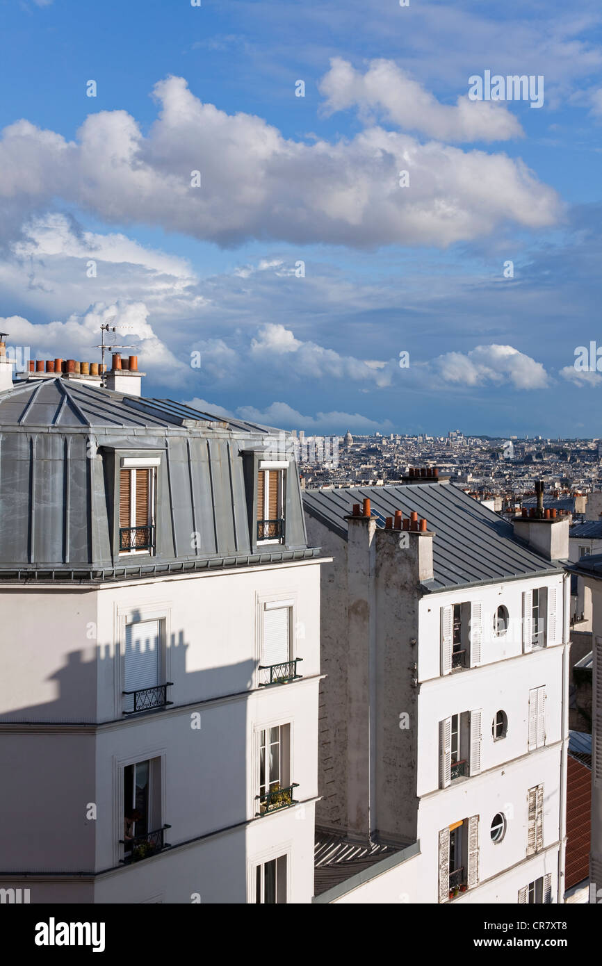 France, Paris, vue sur la ville depuis les hauteurs de Montmartre Banque D'Images