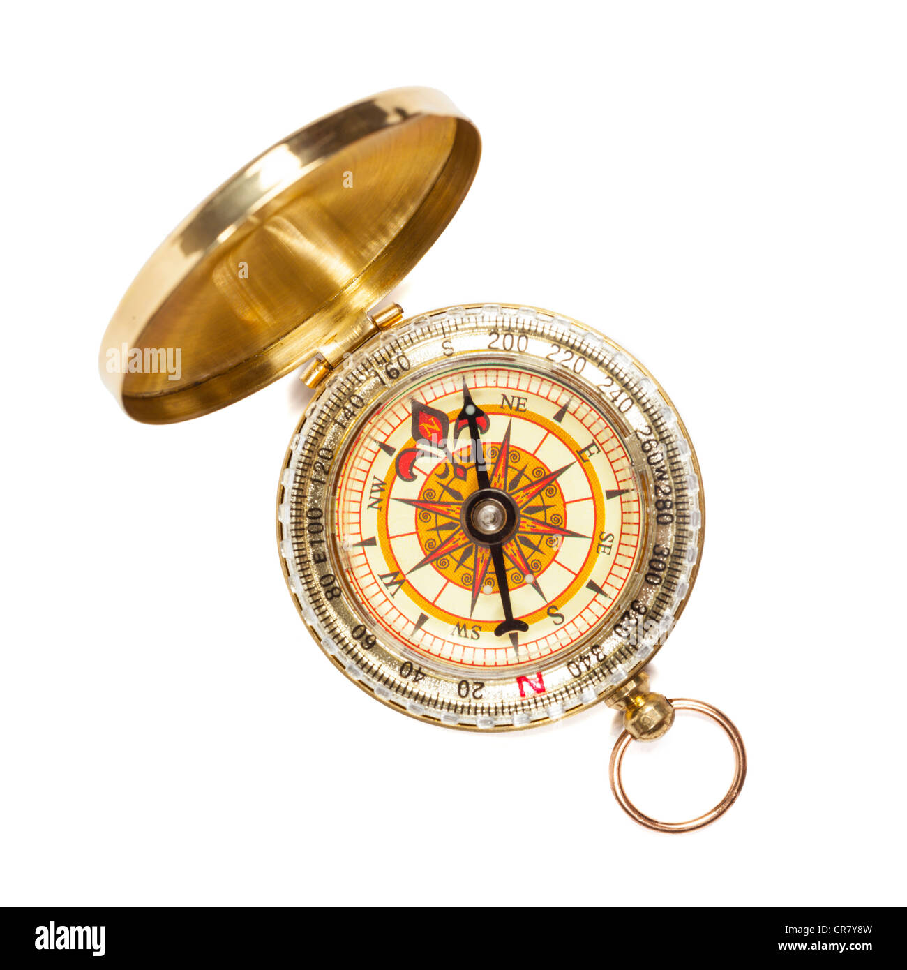 Old vintage retro golden compass isolated Banque D'Images